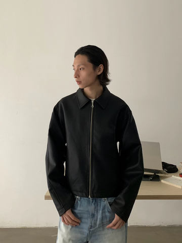 ミニマル・ジップアップ レザージャケット N5688