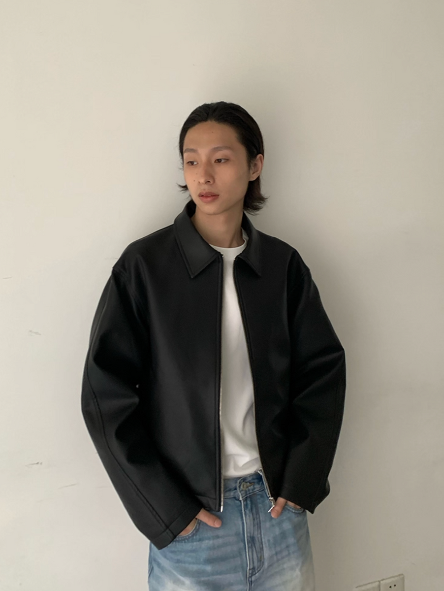 ミニマル・ジップアップ レザージャケット N5688