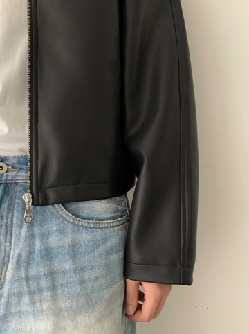 ミニマル・ジップアップ レザージャケット N5688
