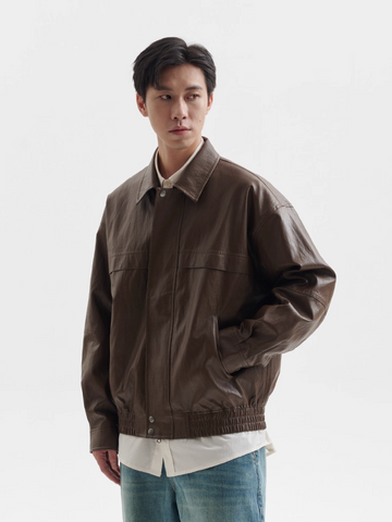 ペーパーライク・テクスチャーレザージャケット N5692