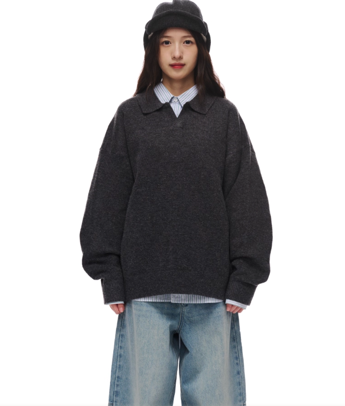 Soft Wool Long-Sleeve Skipper Polo Shirt   N5726