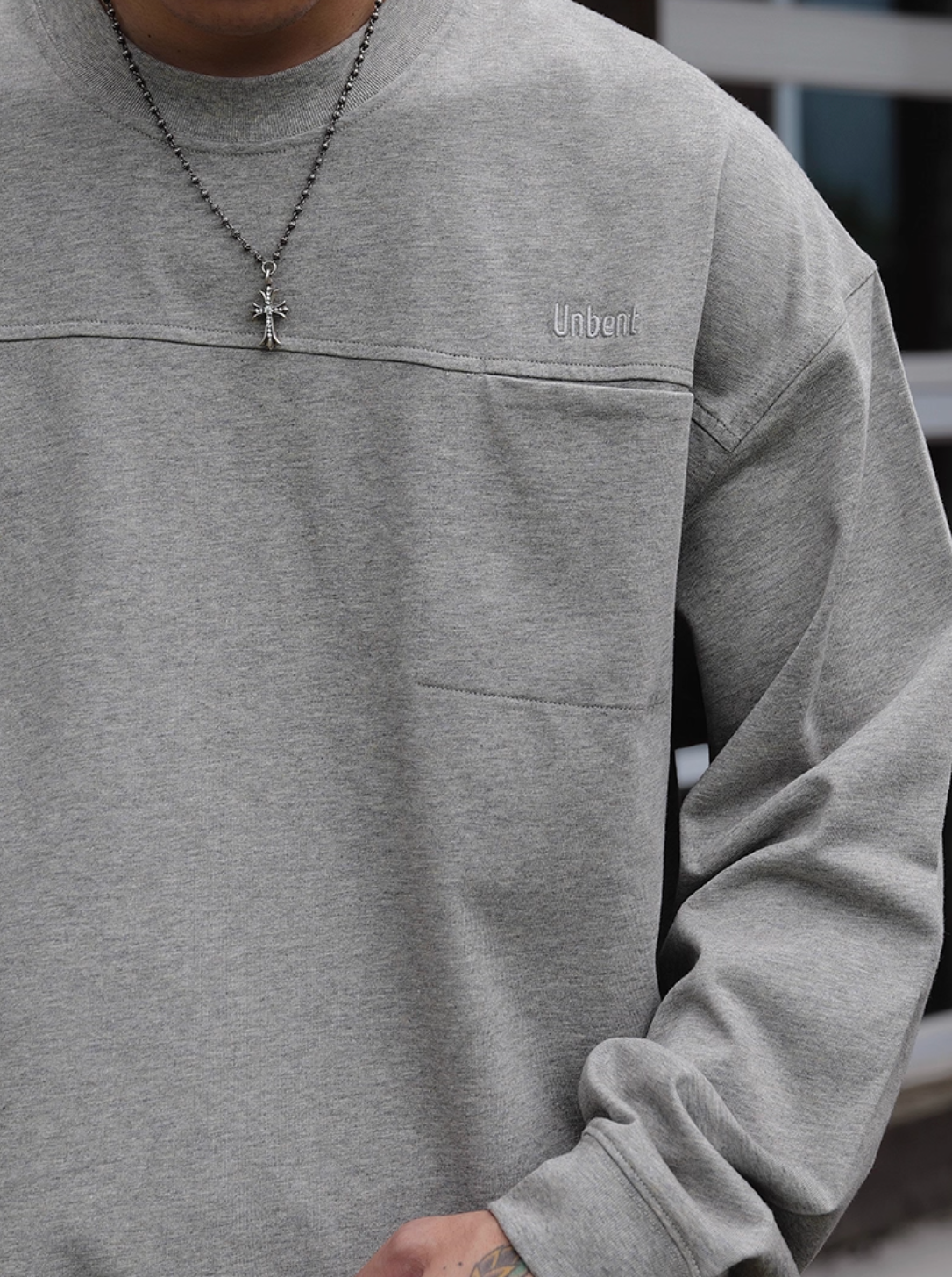 コットン刺繍ポケット ルーズロングTシャツ  N5743