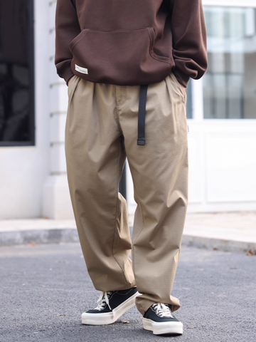 テックチェック柄ワイドテーパードカーゴパンツ N5806