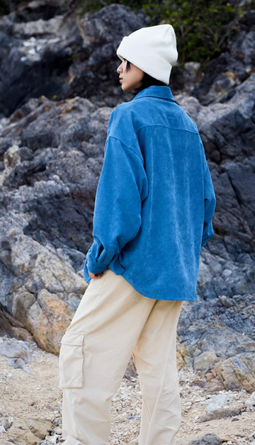 鳥ロゴ刺繍コーデュロイシャツ シャツジャケット N5817