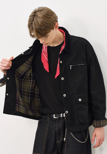 コーデュロイ襟 裏地付きハンティングジャケット N5844