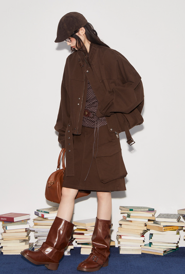 ヴィンテージ風クロップドワークジャケット セットアップ N5870