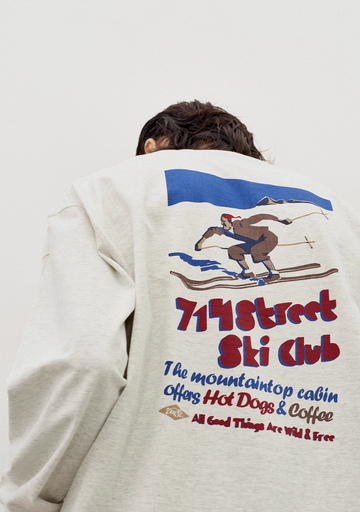 古着風スキークラブ バックプリントロンT N5873