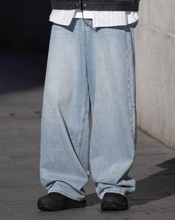 アイスウォッシュ スーパーワイドバギーデニム N5874