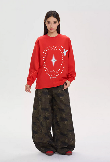 総柄カモフラ ティアードフリンジパンツ N5894