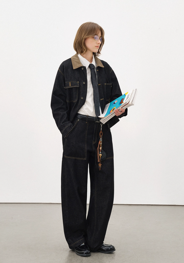 裏地付きコーデュロイ襟デニムジャケット N5931