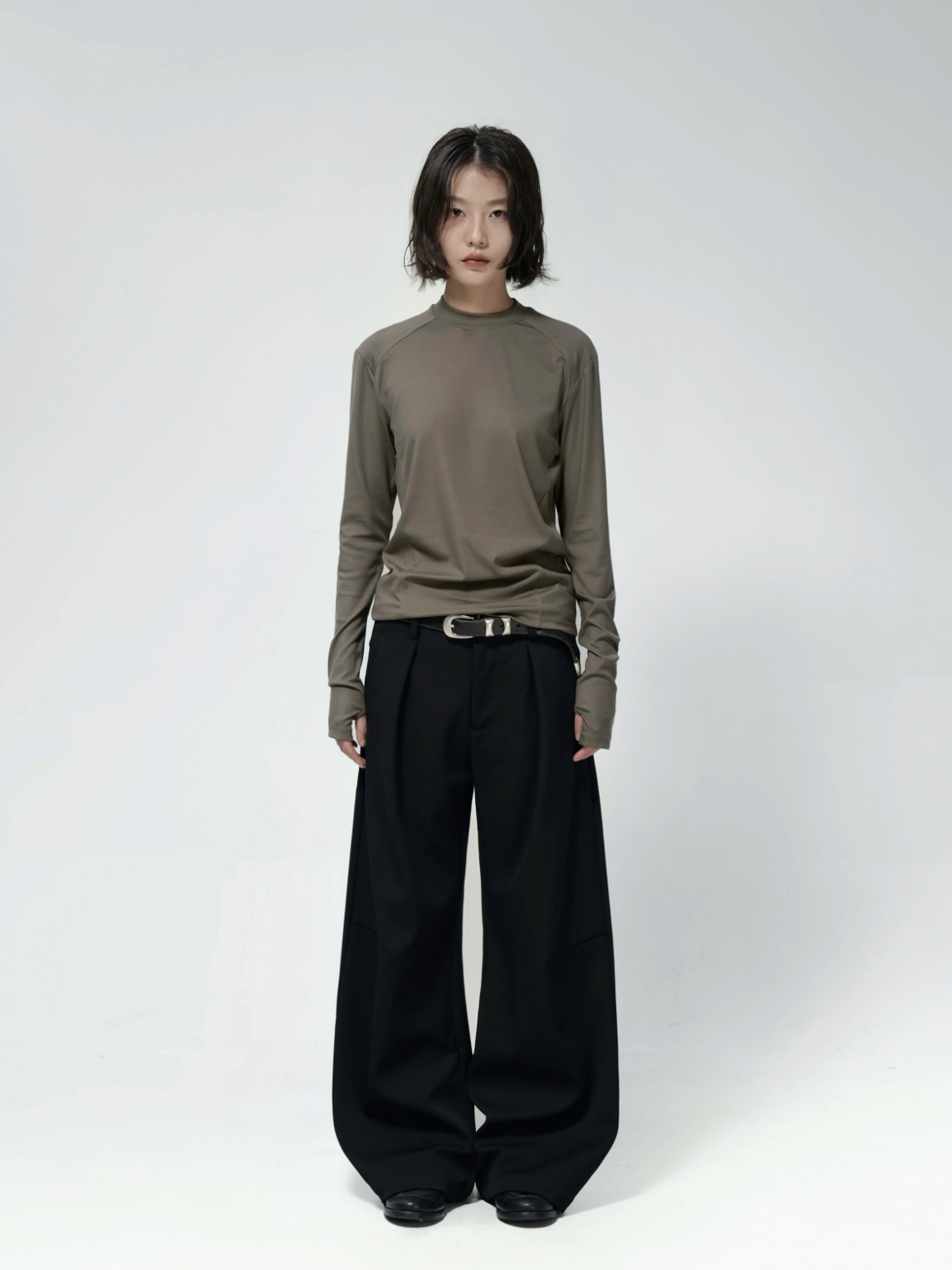 アークシルエット プリーツドレープスラックス N5989