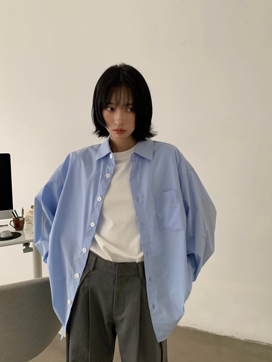 極上の肌触り。「とろみ」ビッグシャツ N5967