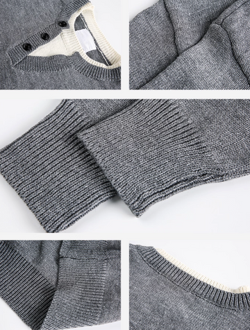 フェイクレイヤード・ヘンリーネックニット N6013