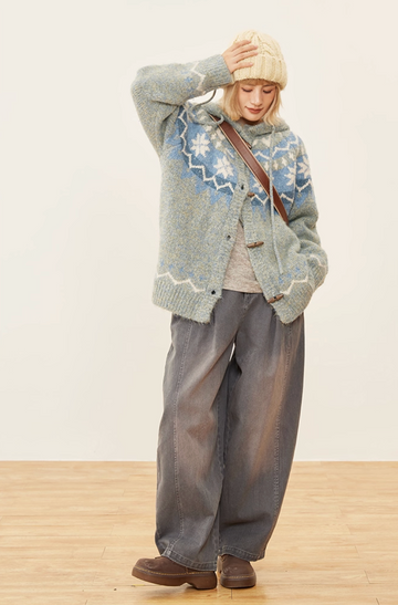 トグルボタン・フェアアイルニットパーカー N6059