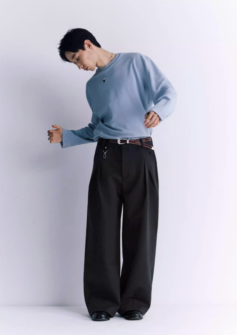 310Gヘビーウェイト・Aライン・プリーツトラウザーズ　N6125