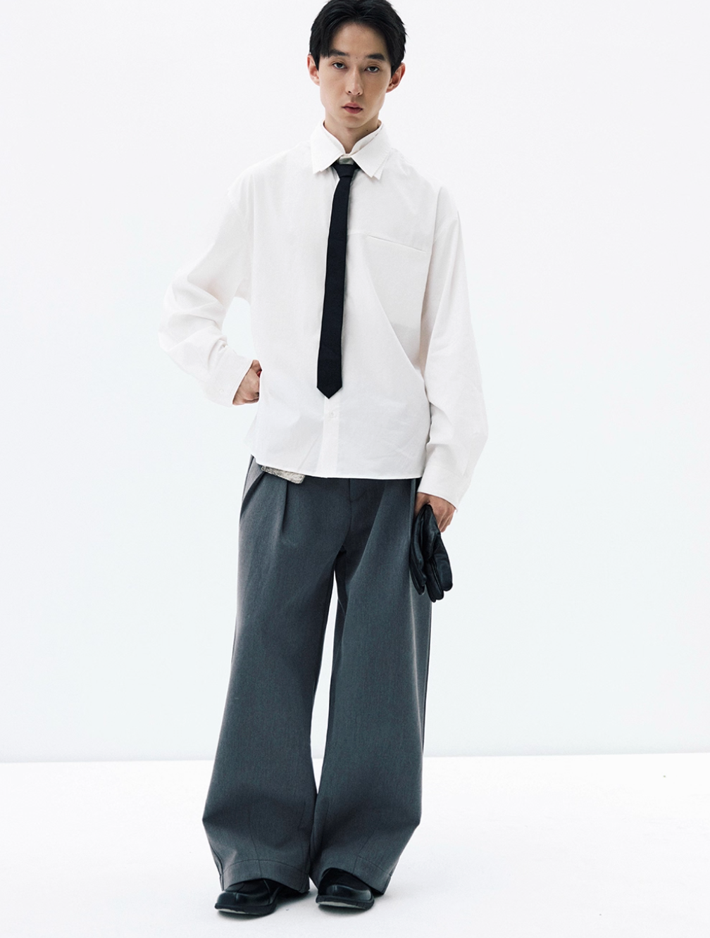 310Gヘビーウェイト・Aライン・プリーツトラウザーズ　N6125