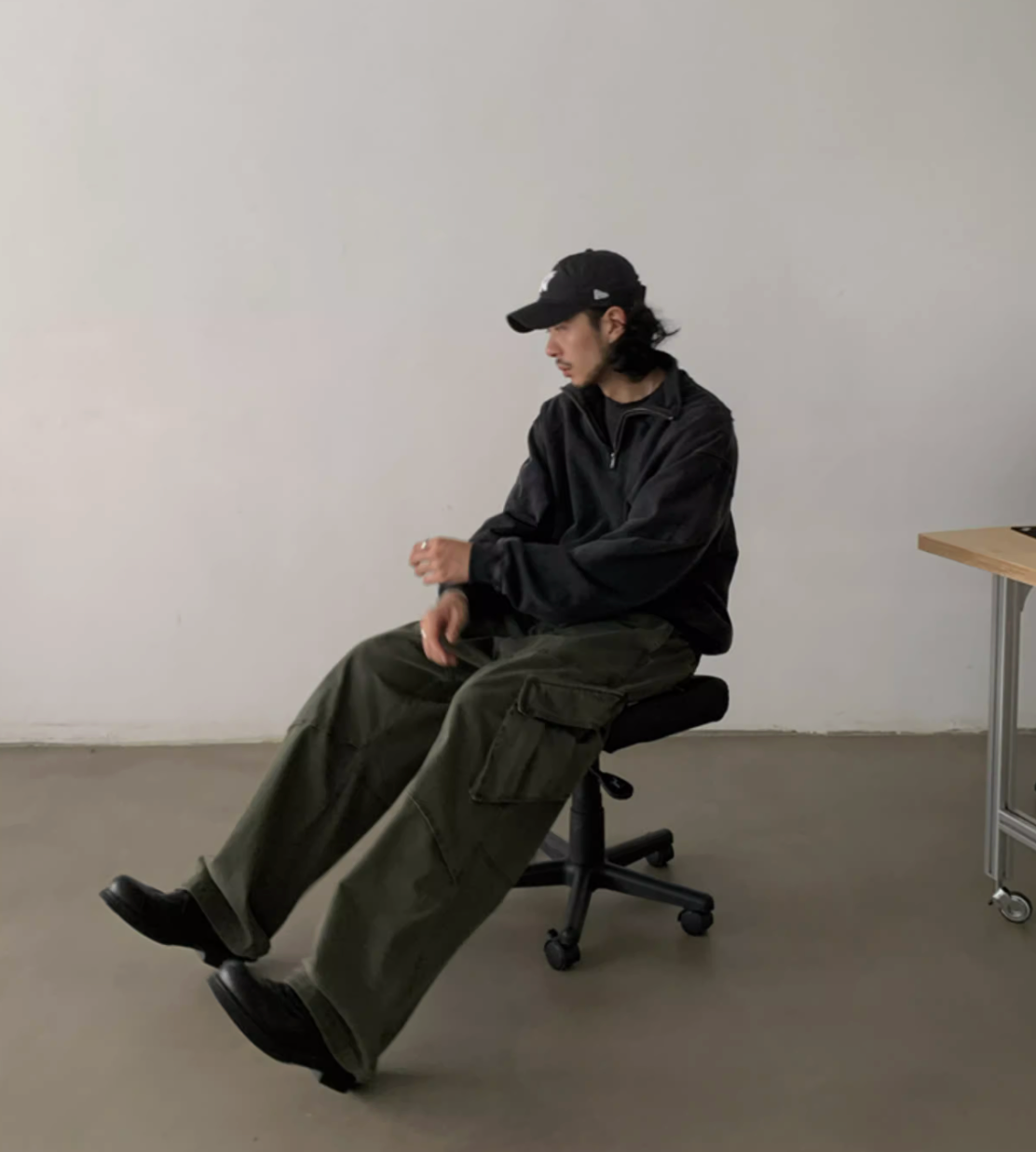 430G ウォッシュド加工ハーフジップスウェット N6133