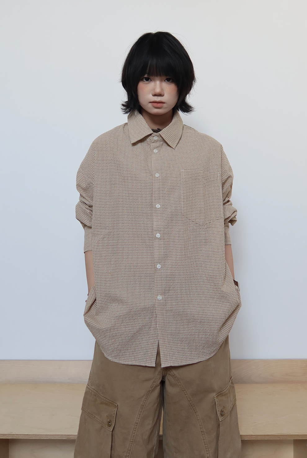 ギンガムチェック・ボックスシャツ N6161