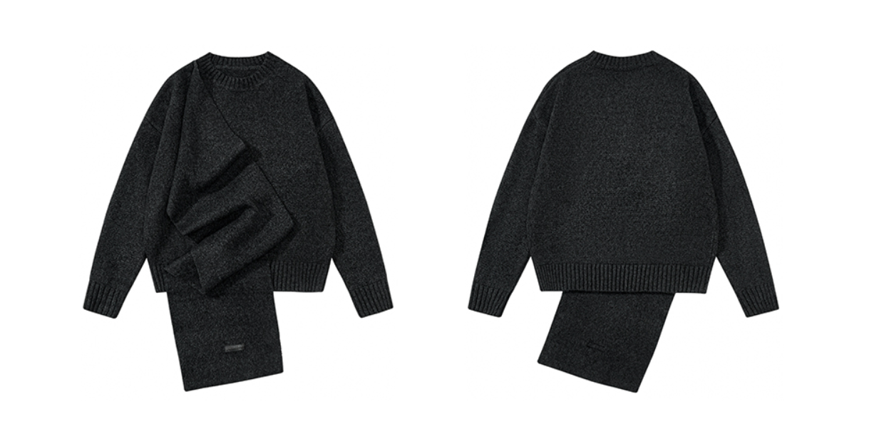 スカーフドッキング・アシンメトリー・デザインニット N6164