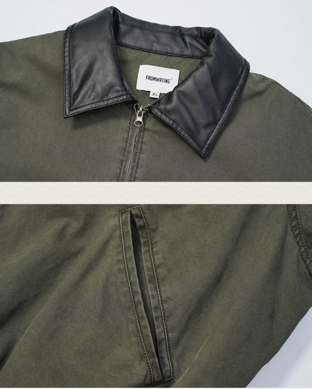 レザー襟ウォッシュドコットン・中綿ショートジャケット N6165