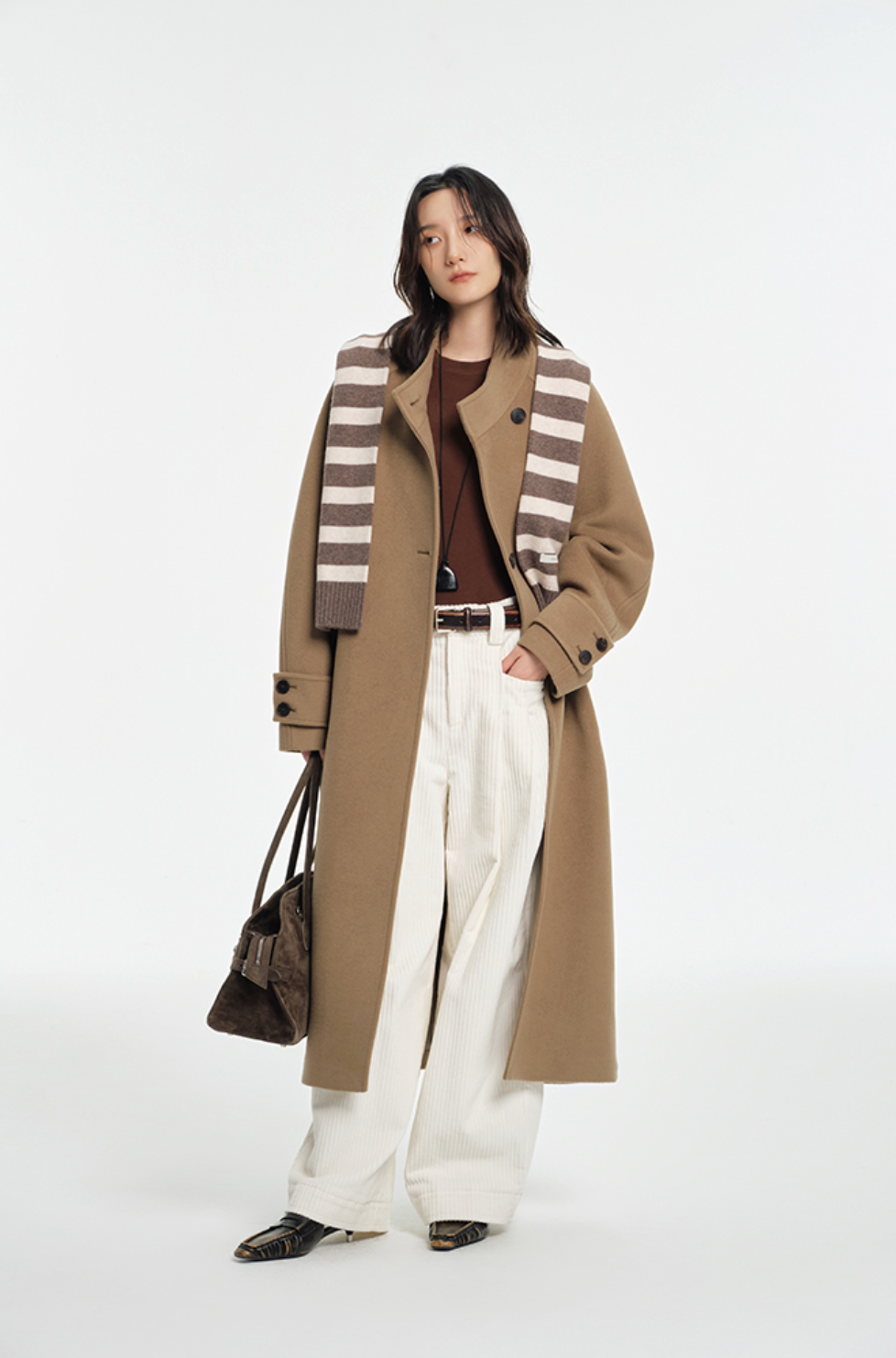 90/10カシミヤウール・ダブルレイヤー・ストライプマフラー　N6171