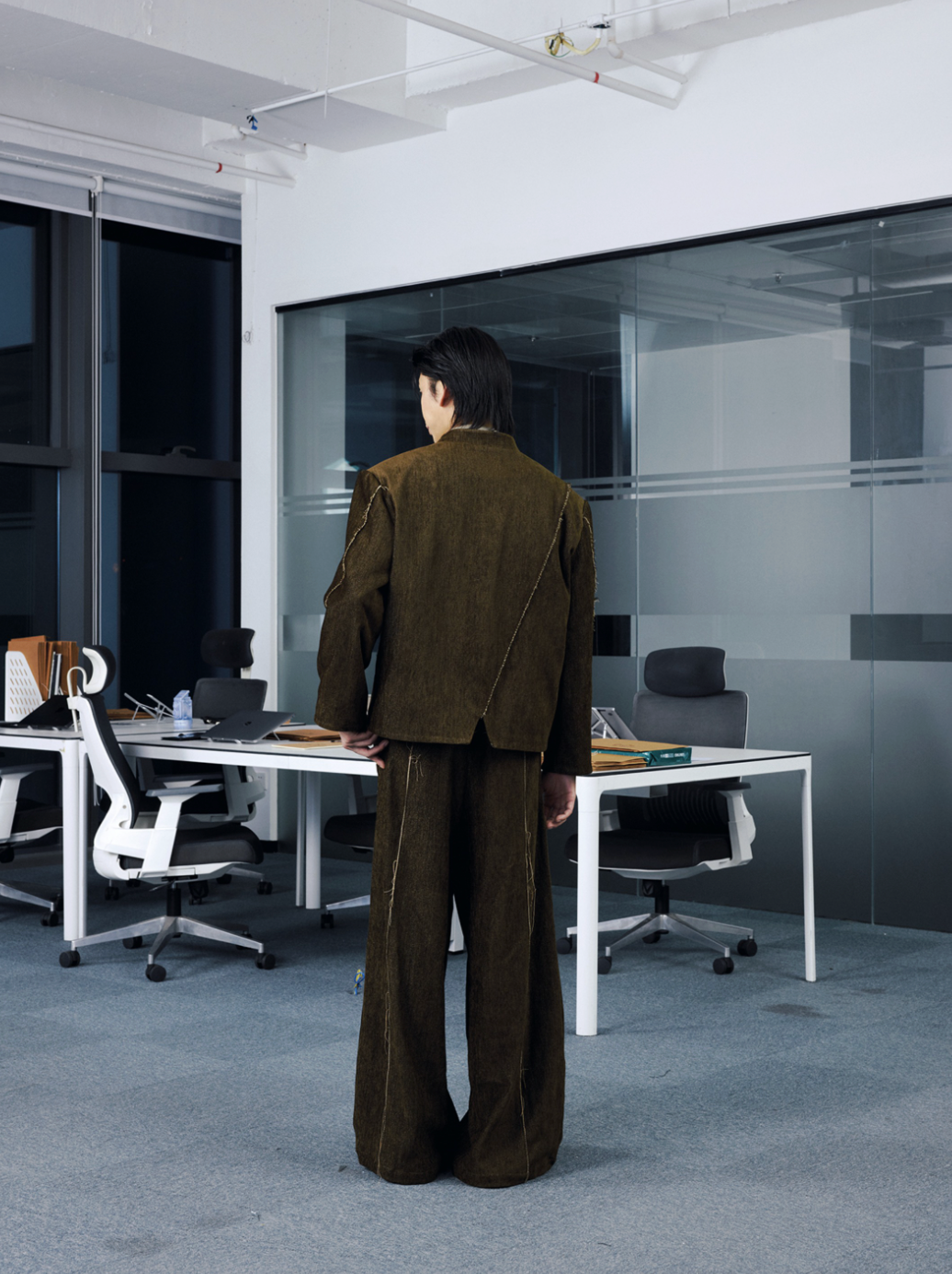 クラックシームワイドトラウザーズ　N6193