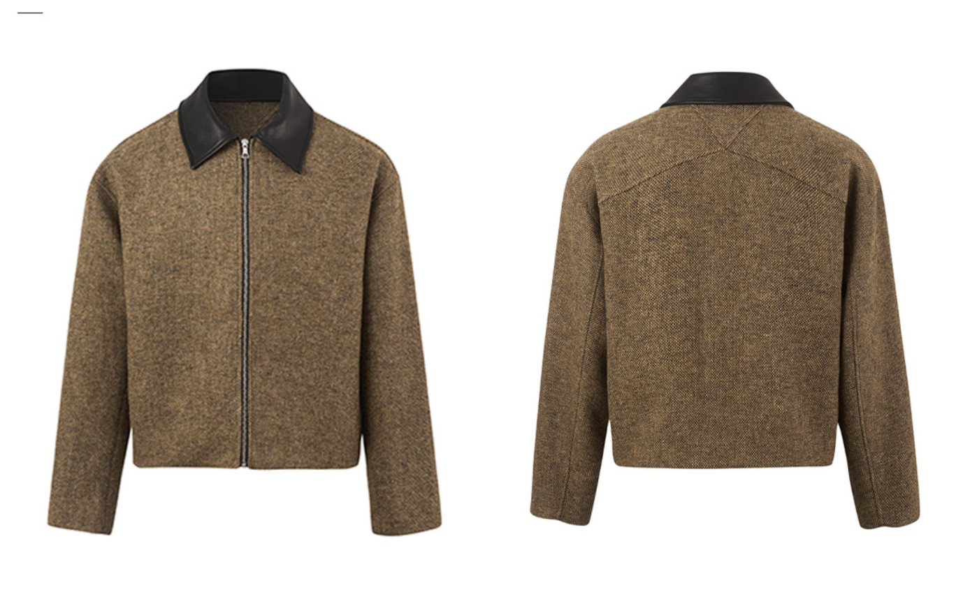 ラムレザーカラー・ドネガルツイードクロップドジャケット N6194