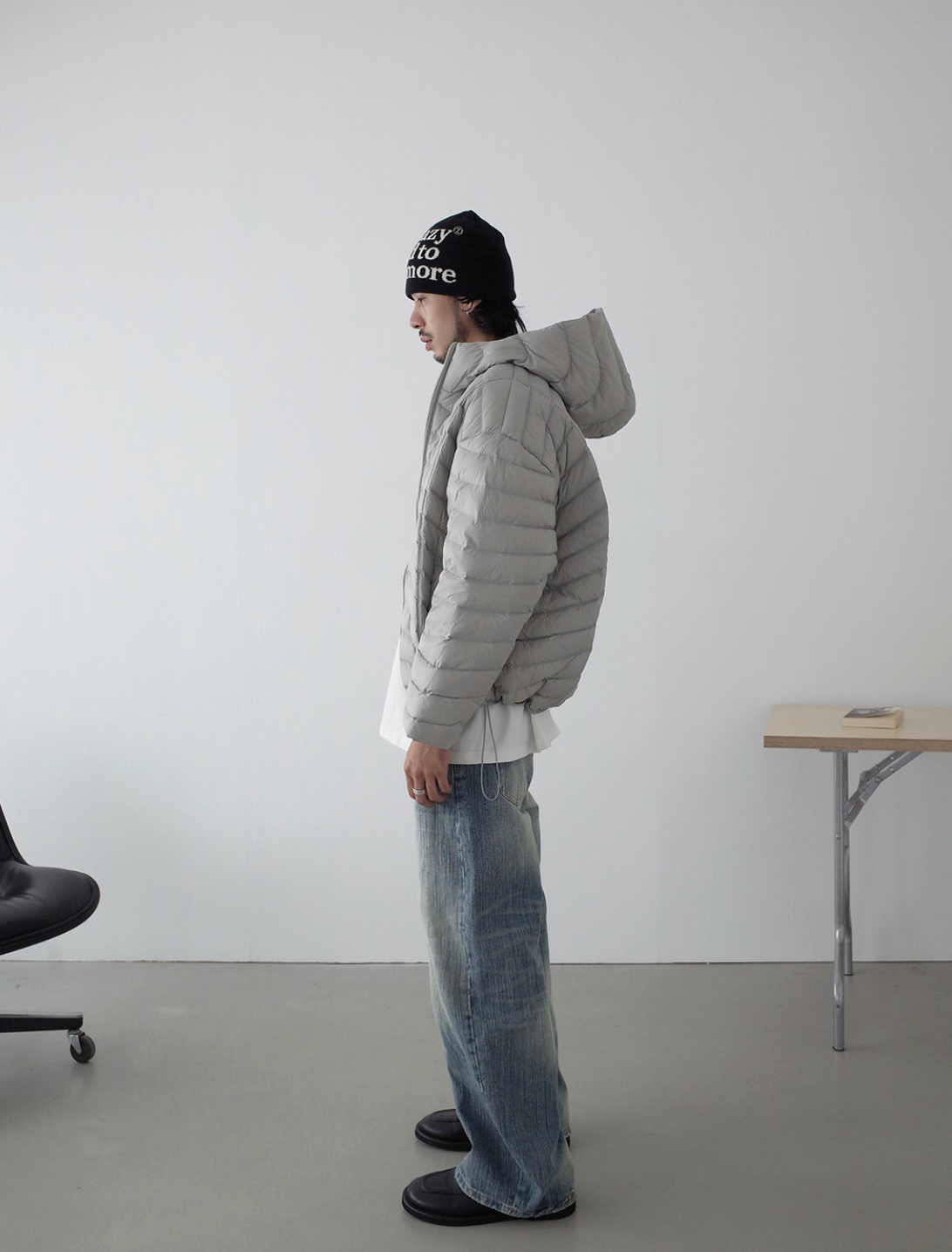 ヘリンボーン・90%ホワイトダックダウン・パファージャケット N6195