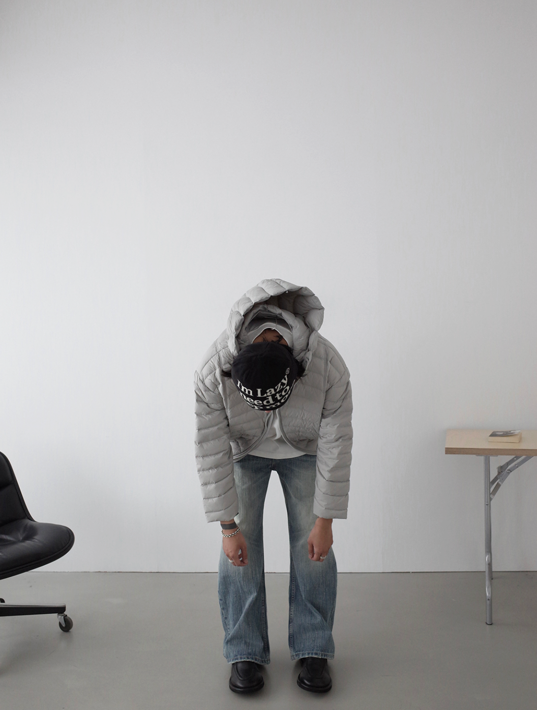 ヘリンボーン・90%ホワイトダックダウン・パファージャケット N6195