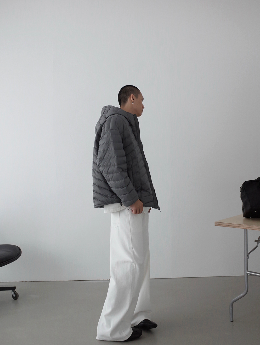 ヘリンボーン・90%ホワイトダックダウン・パファージャケット N6195