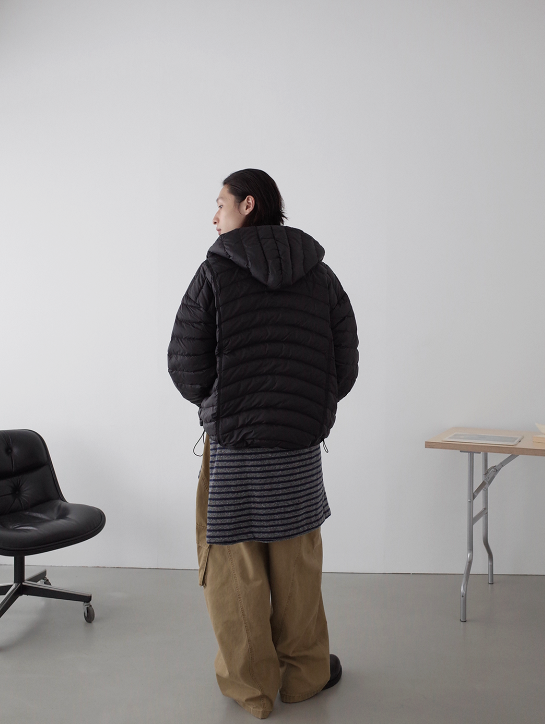 ヘリンボーン・90%ホワイトダックダウン・パファージャケット N6195