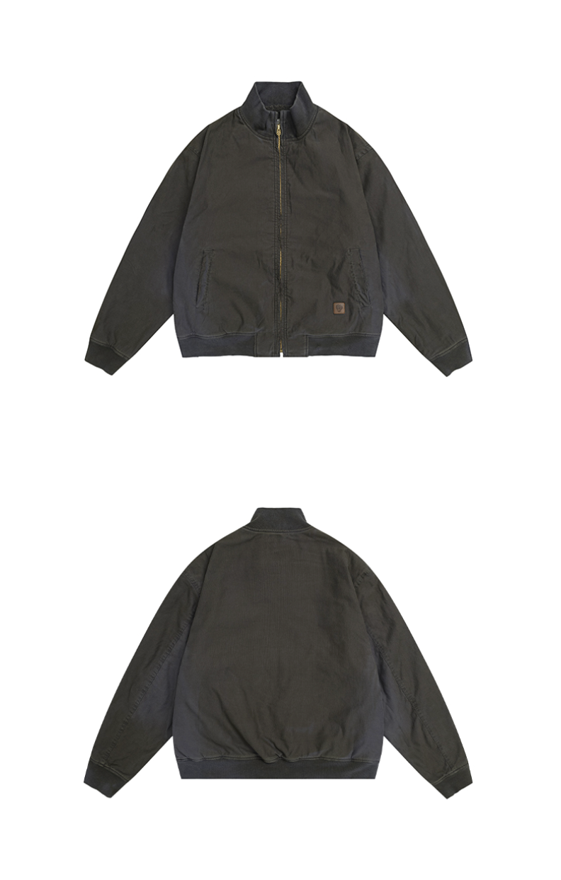 スプレーダイ＆ダメージ加工・裏起毛・スタンドカラーブルゾン　N6221