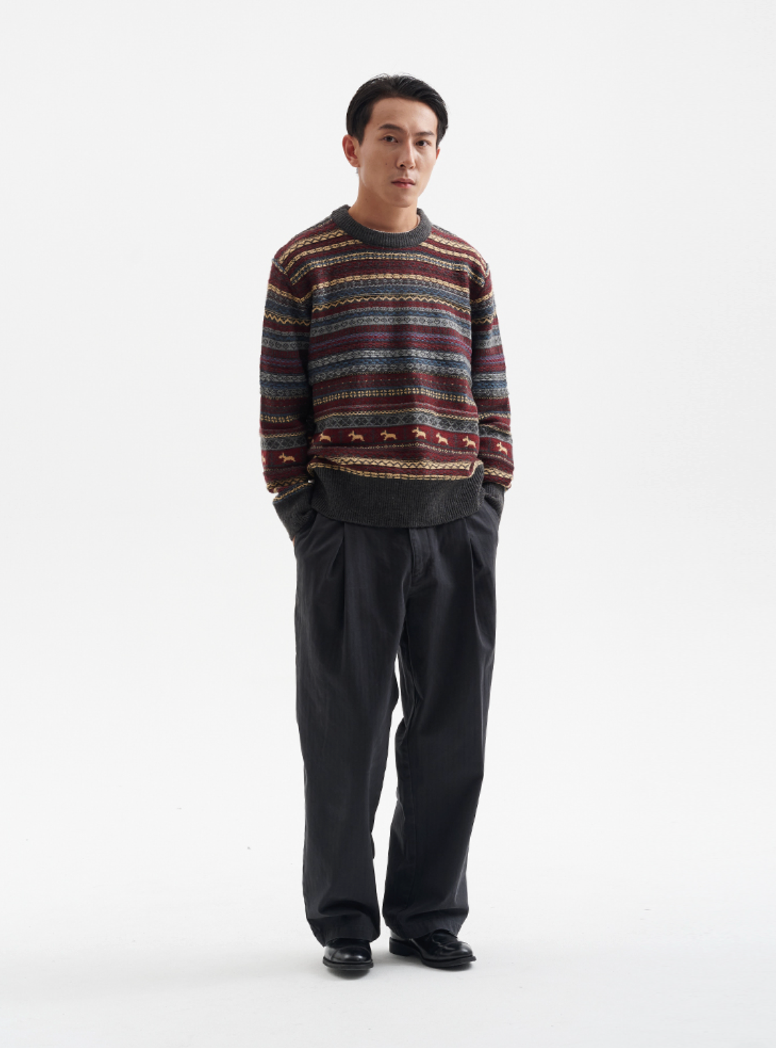 15%シープウール・フェアアイル・ジャカードニット N6225