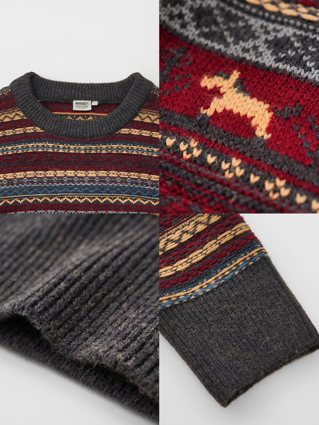 15%シープウール・フェアアイル・ジャカードニット N6225