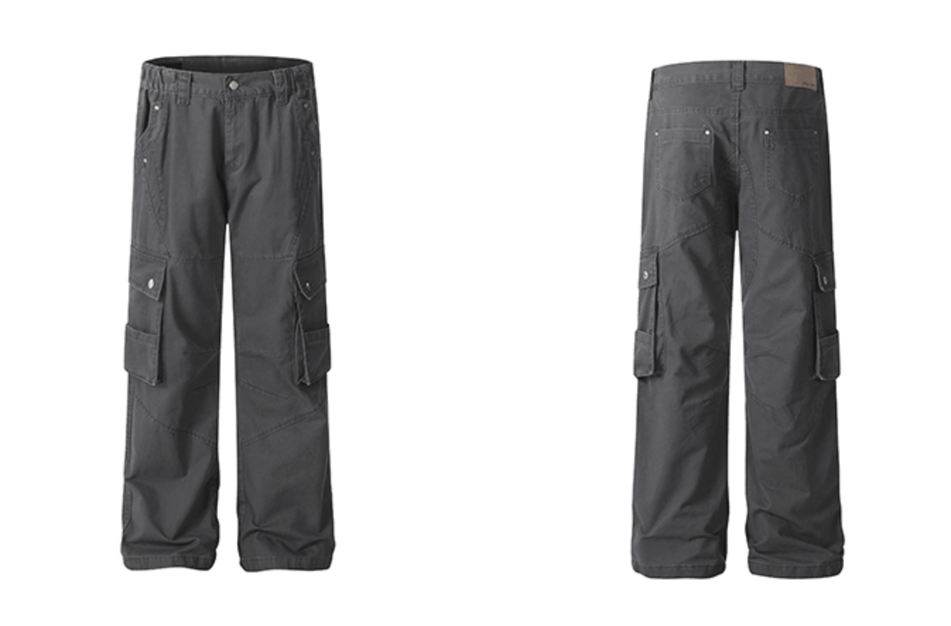 高密度コットン・マルチポケット・ワイドカーゴパンツ N6236