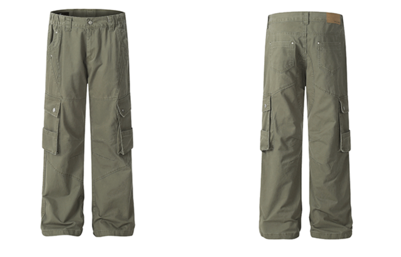 高密度コットン・マルチポケット・ワイドカーゴパンツ N6236