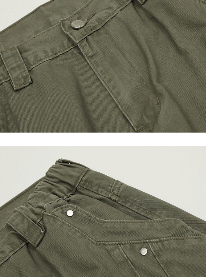 高密度コットン・マルチポケット・ワイドカーゴパンツ N6236
