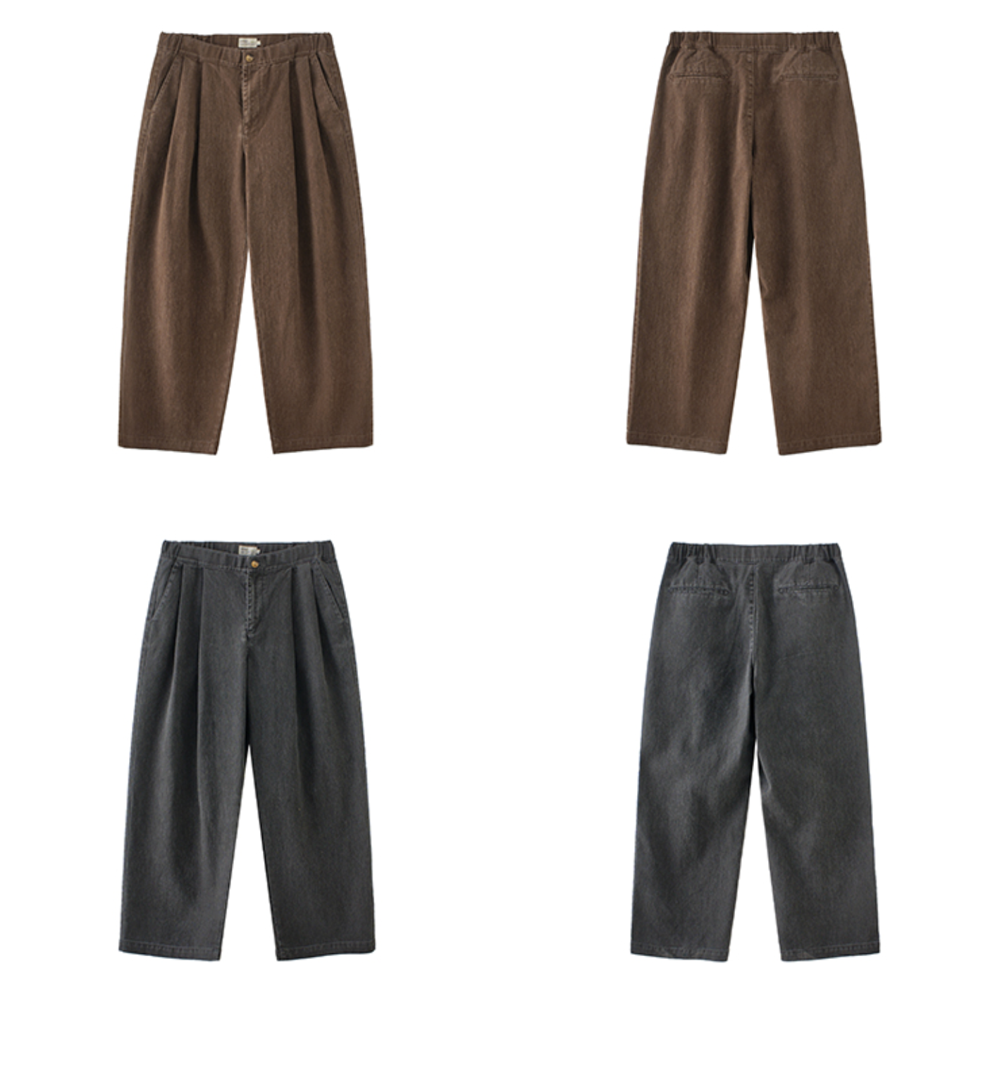 エンザイムウォッシュ・ディープタック・コクーンワイドパンツ　N6233