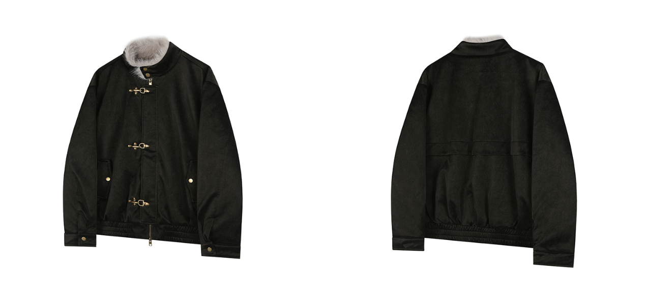 ロングファー襟パールレザー フライトバックルジャケット　N6267