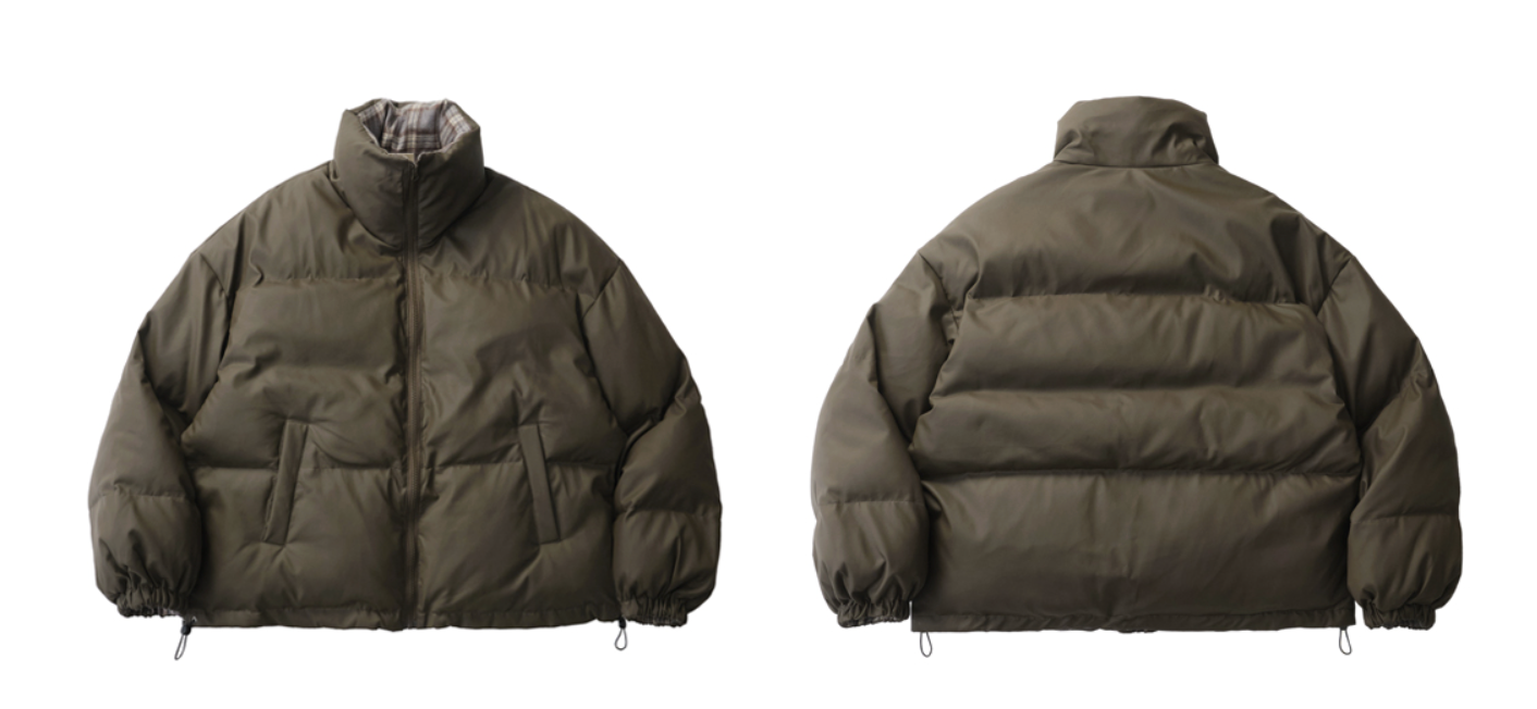 ミニマルPUレザー 中綿パフジャケット ユニセックス　N6269