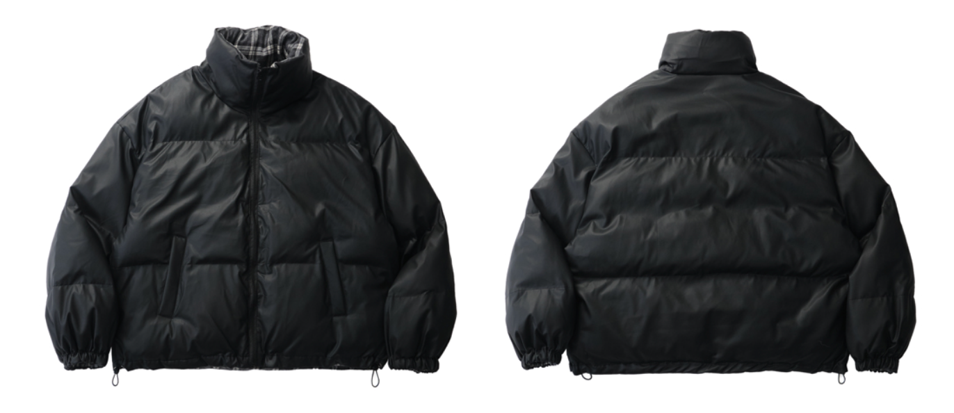 ミニマルPUレザー 中綿パフジャケット ユニセックス　N6269