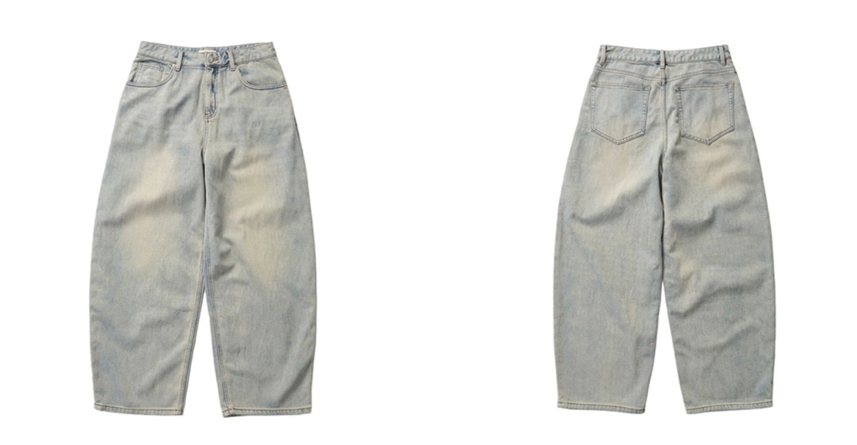 ライトウォッシュ裏起毛 ヴィンテージデニムパンツ　N6272