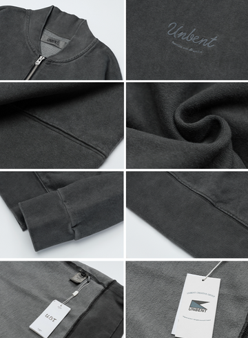 500G】ウォッシュド ロゴ刺繍 ハーフジップスウェット N6255