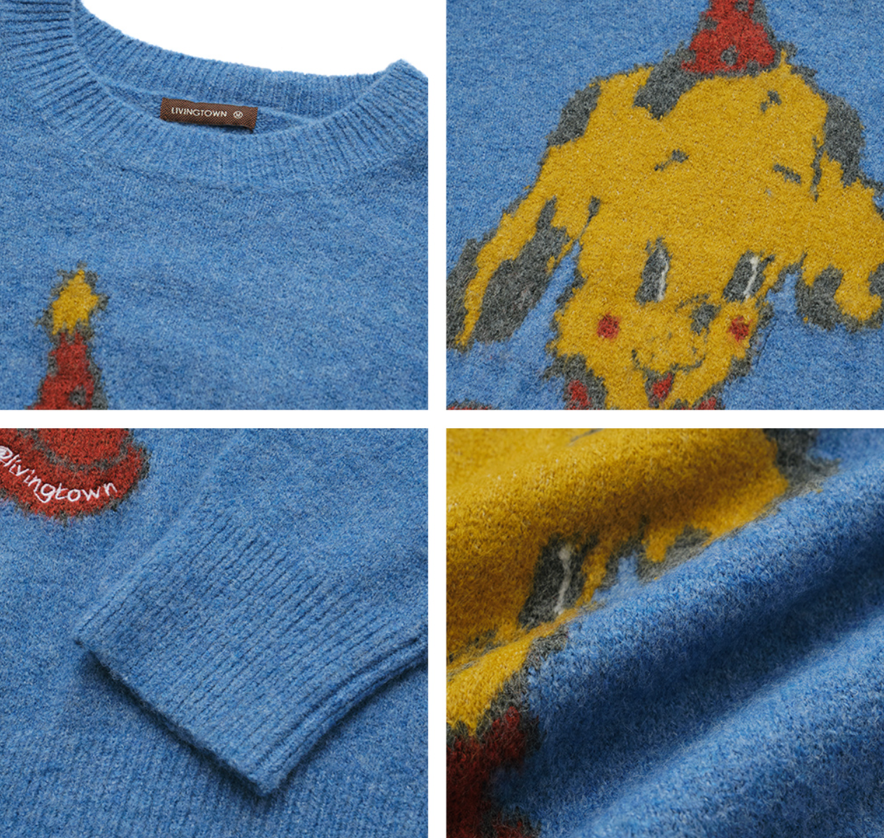 レトロ犬グラフィック ルーズフィットニットセーター　N6278