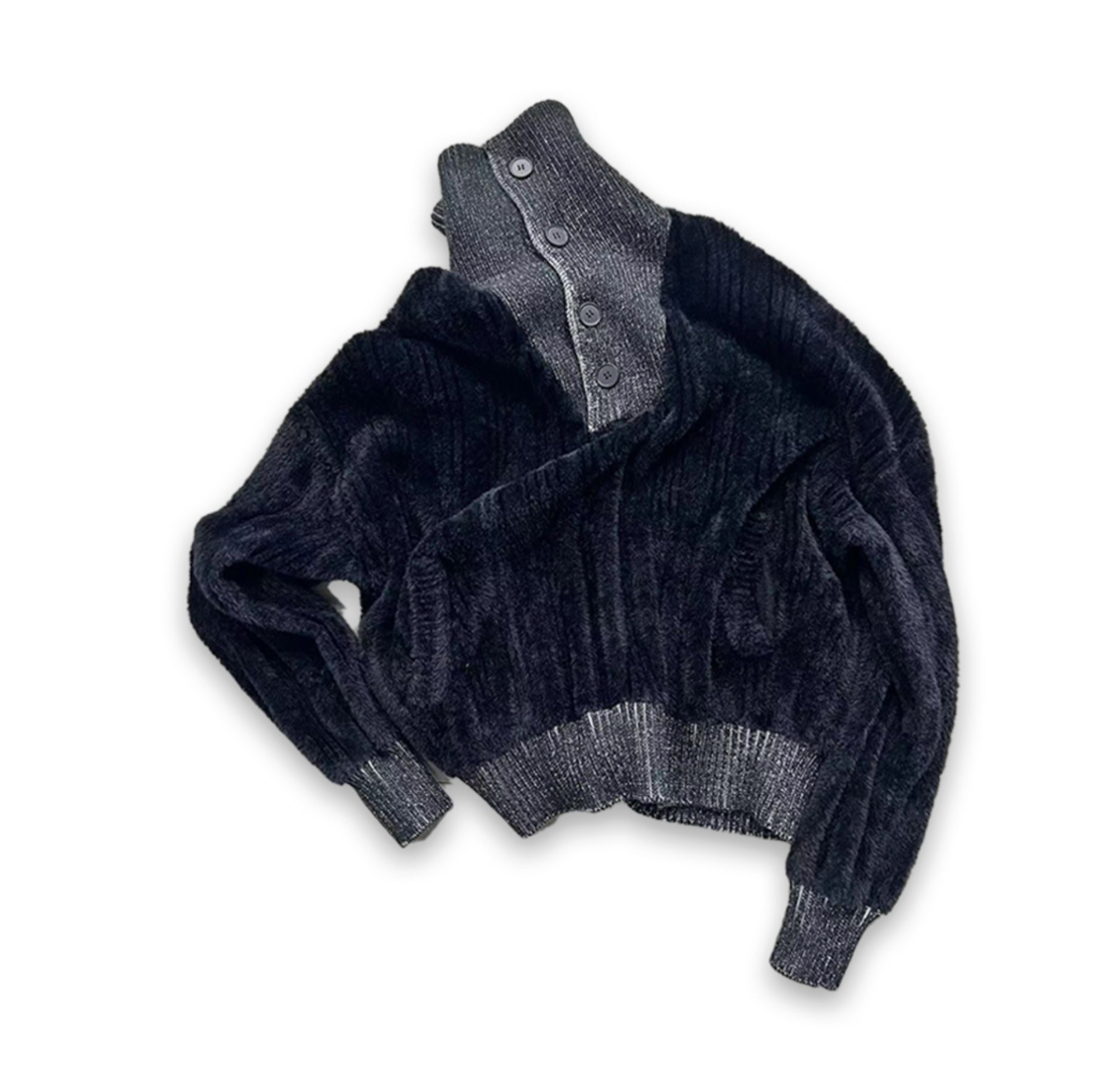 異素材切替のハイネック・モードニット　N6290