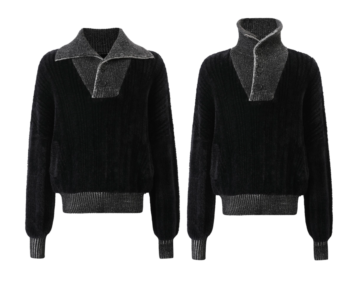 異素材切替のハイネック・モードニット　N6290