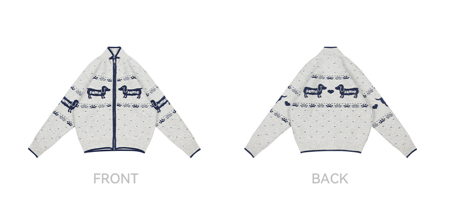 ドッグジャカード ウール混 リラックスニットカーディガン N6311