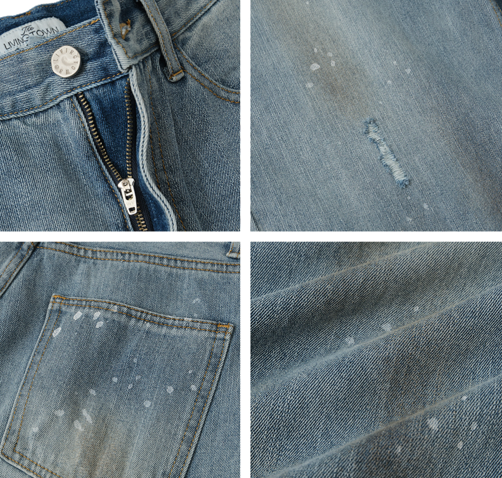 酵素ストーンウォッシュ 竹節セルヴィッジデニムパンツ　N6322