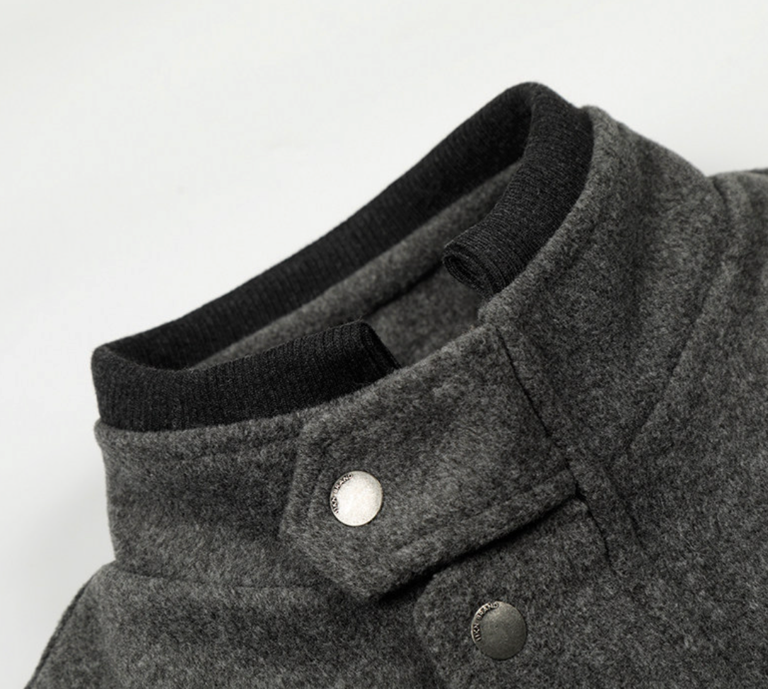 スタンドカラー ウール調ボクシーワークジャケット N6349