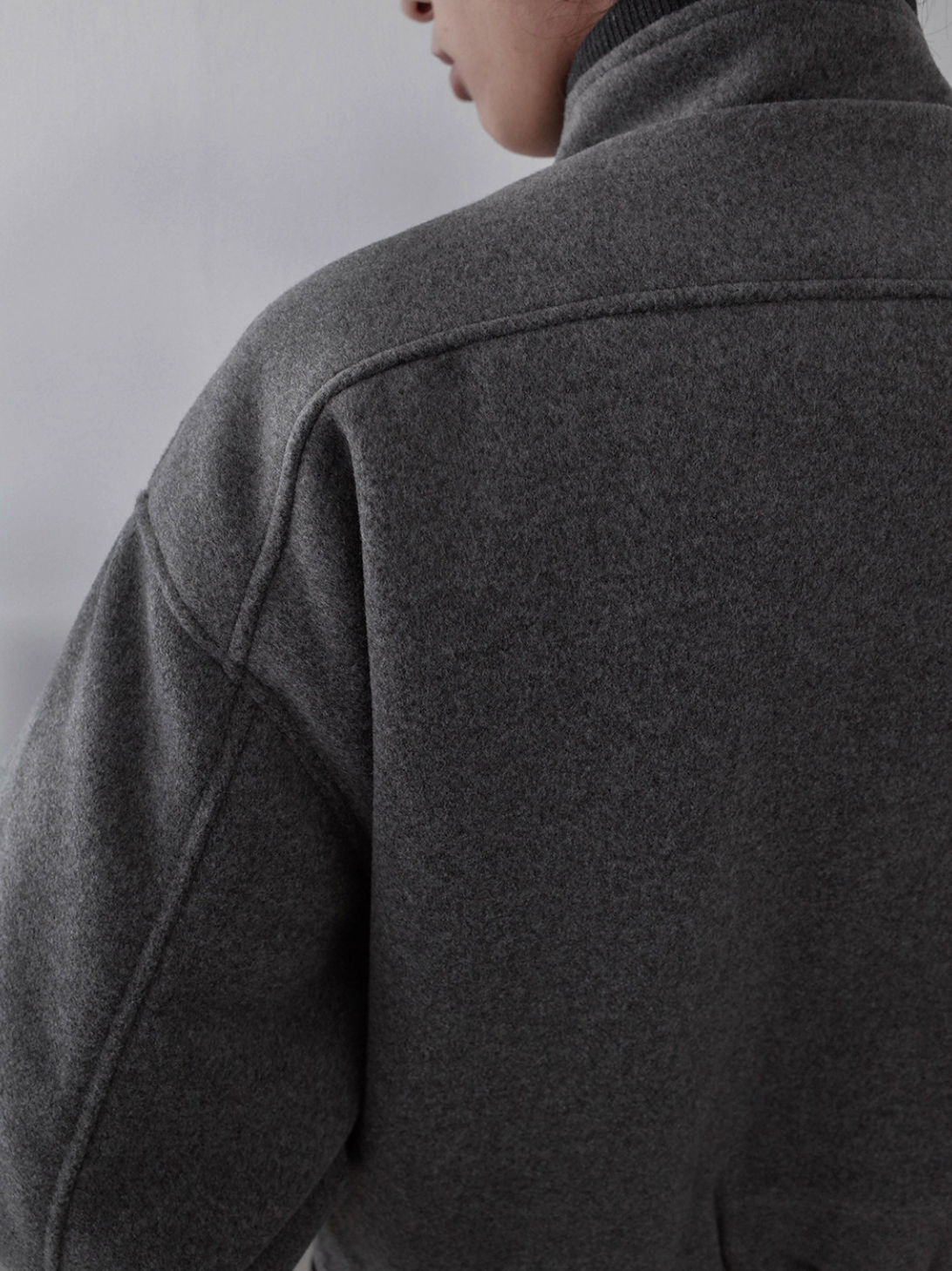 スタンドカラー ウール調ボクシーワークジャケット N6349